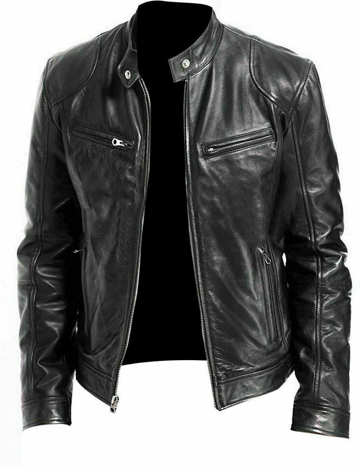 Handmade Leather Men's Black Bomber Leather Jacket on Storenvy