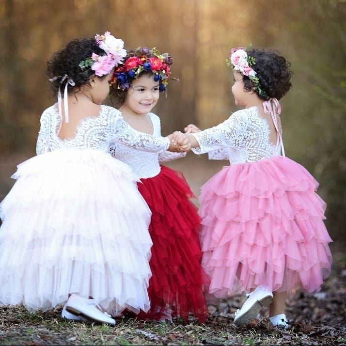 red white flower girl dresses