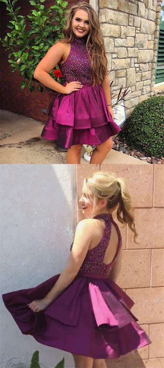 plum homecoming dress