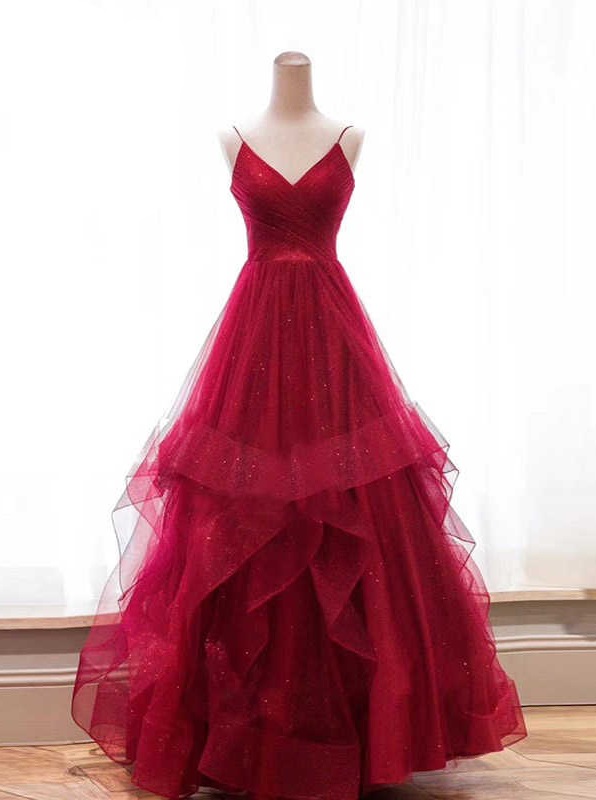 Sexy Backless Red Sparkly Long Evening Prom Dresses, Cheap Custom Party Prom Dresses Â· KProm 