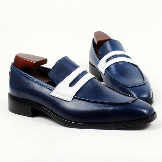 Handmade Men Original Navy Blue Suede Loafers Slip Ons Shoes on Storenvy