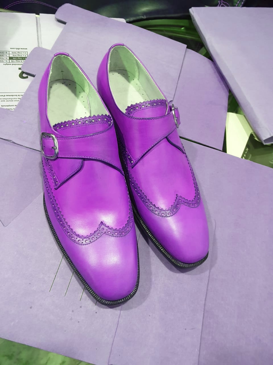 purple formal shoes