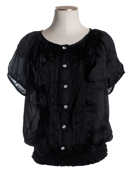 sheer blouse with rhinestones