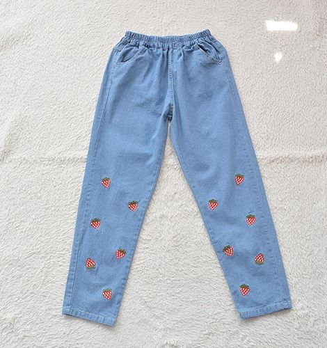 embroidered denim pants