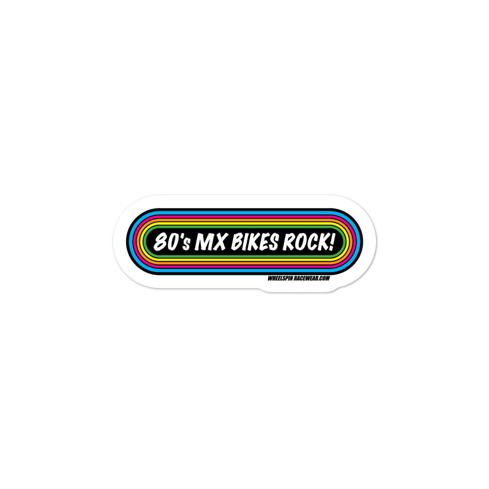 80's MX BIKES ROCK! Rainbow Motocross Stickers · Wheelspin Racewear