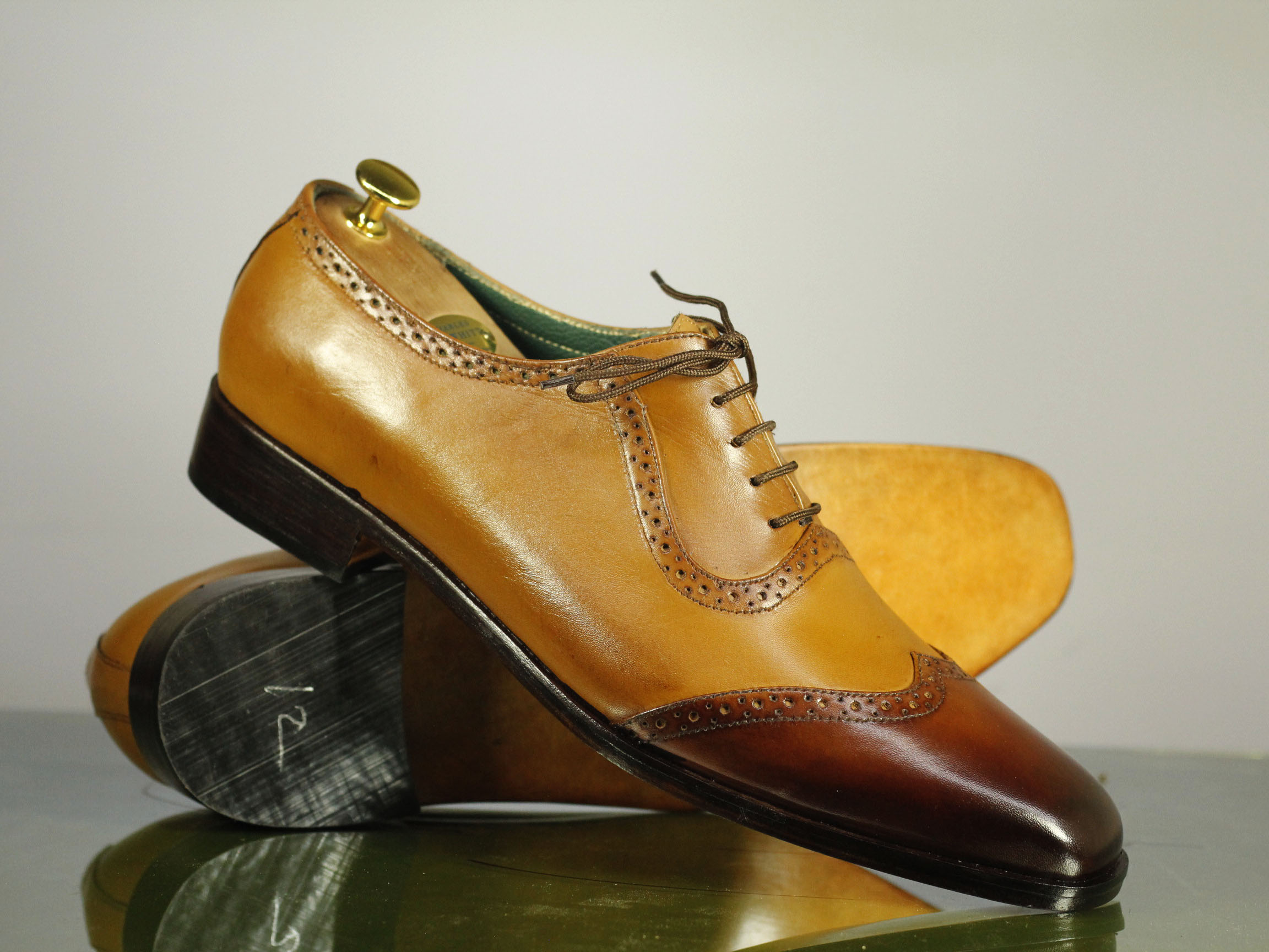 Bespoke Men�s Tan & Brown Shoes, Men�s Leather Wing Tip Bespoke Men�s Tan & Brown Shoes, Men�s Leather Wing Tip