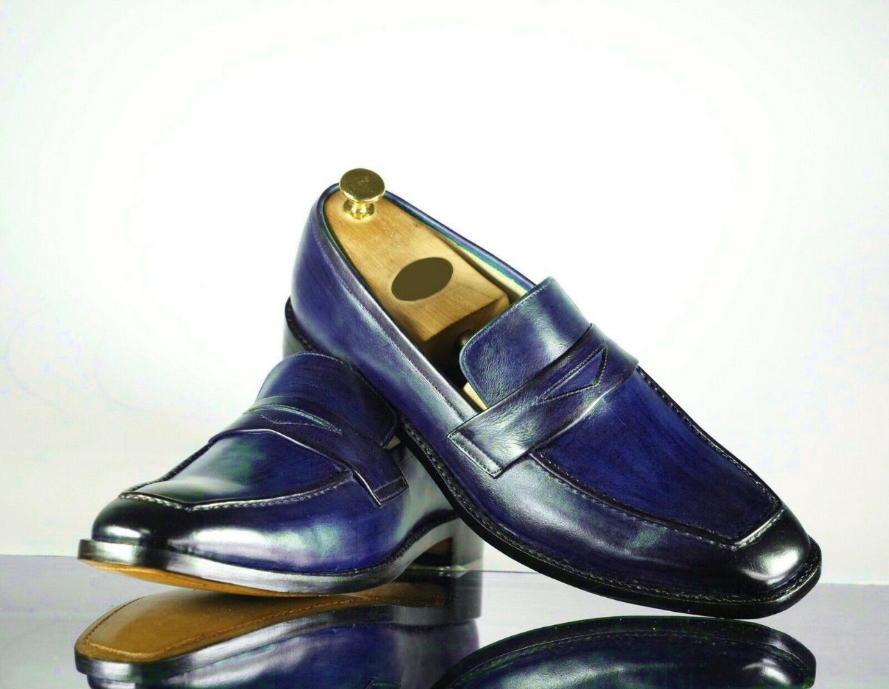 blue designer dress shoes