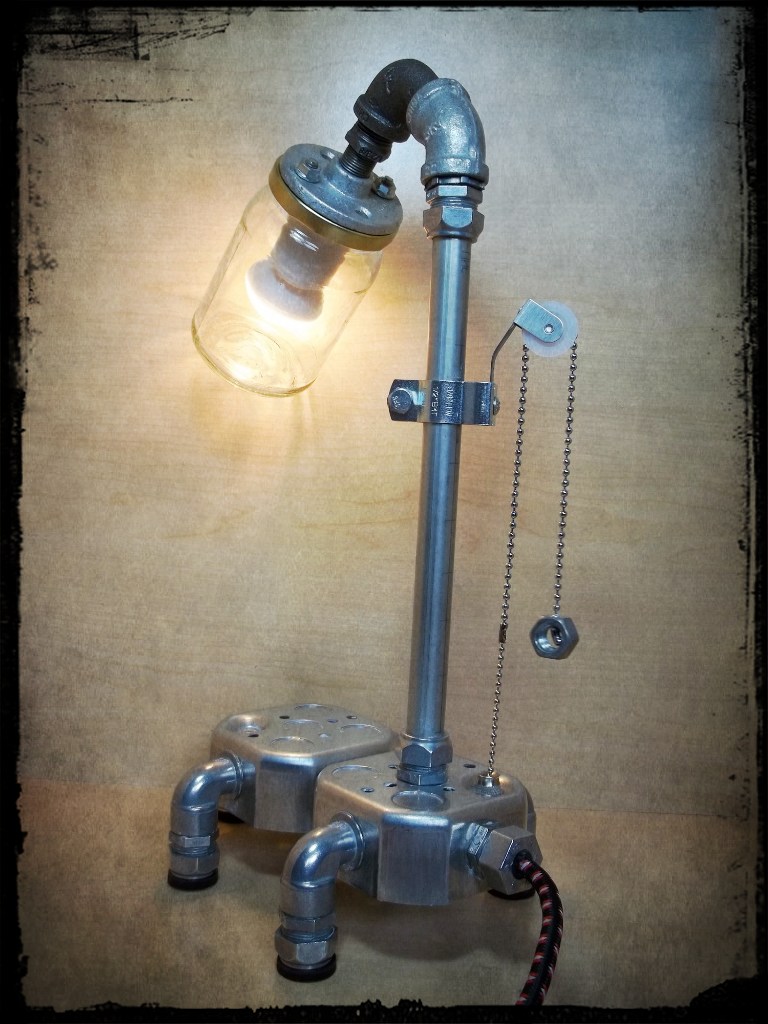 Repurposed Minimalist Electrical Conduit And Glass Jar