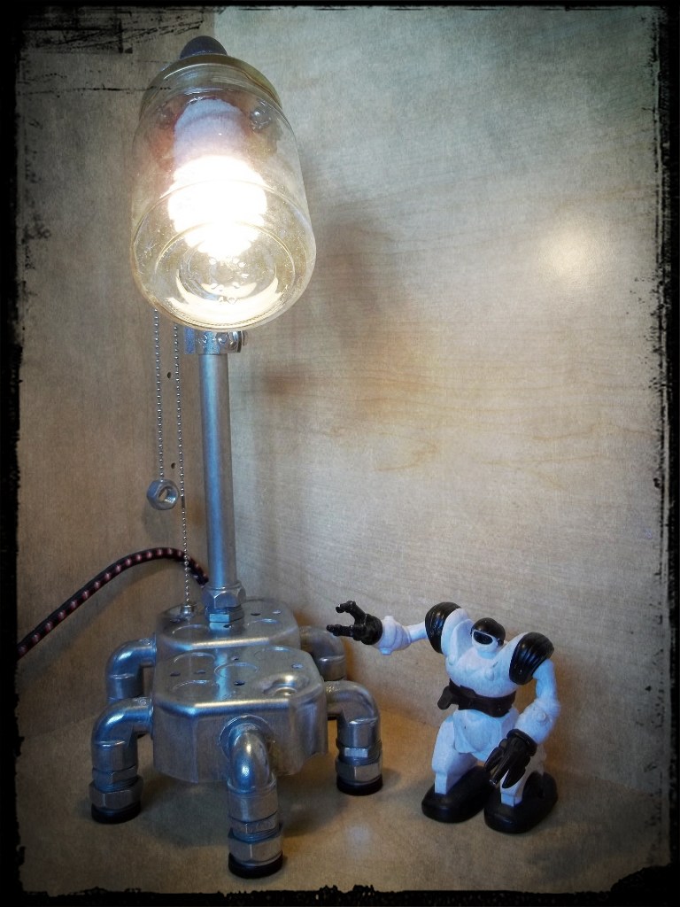 Repurposed Minimalist Electrical Conduit And Glass Jar