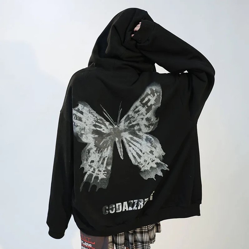 Goth' Dark Black Gothic Grunge Harajuku Butterfly Sweater main image 1